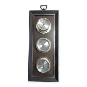 Vintage Springfield Weather Station Barometer Thermometer Hygrometer Wood Wall